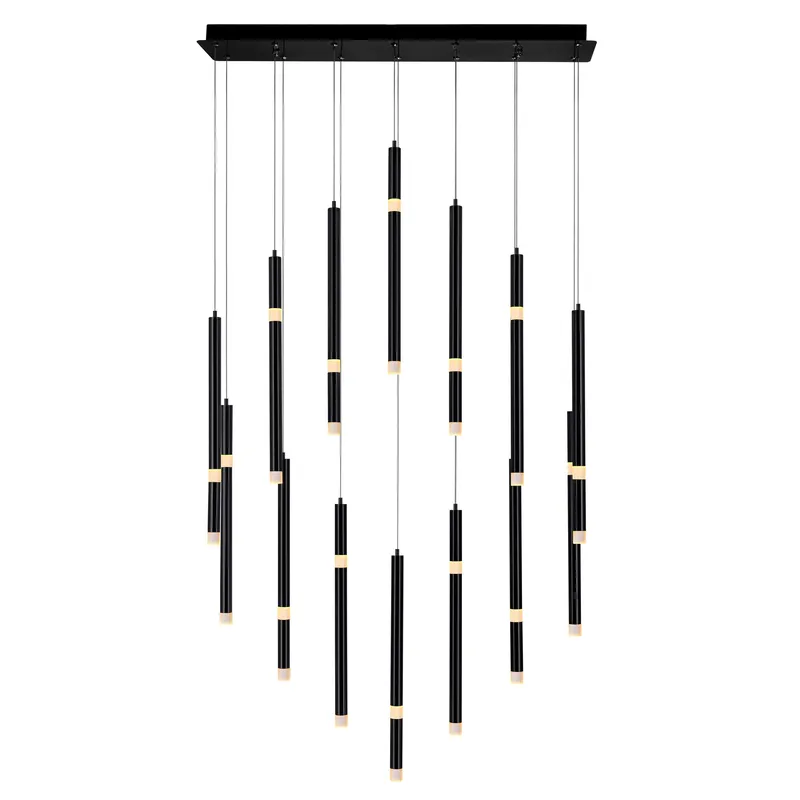 Flute Chandeliers 14 Light Integrated LED Black — Modern Lights LED Pendant Lights 46.0W 