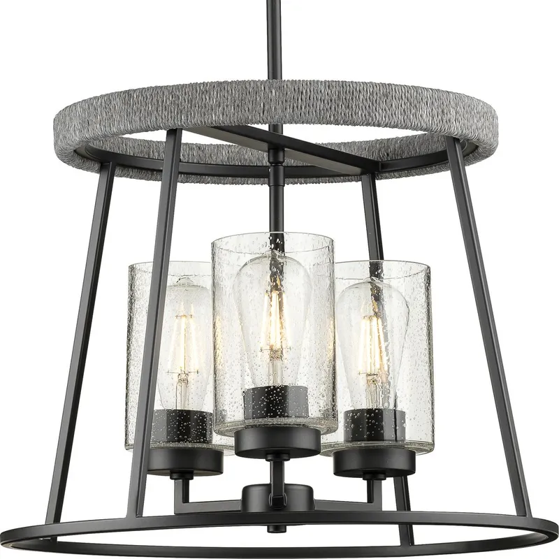 Laramie Collection Three-Light Clear Seeded Glass Chandelier — Progress Lighting LED Landscape Lights  
