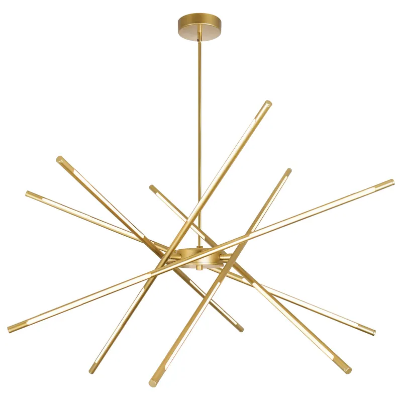 Oskil Chandeliers Satin Gold 43in LED — Modern Lights LED Pendant Lights 27.0W 