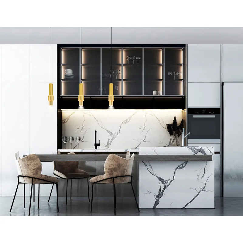 Lena Pendants Satin Gold Integrated LED 5in — Modern Lights LED Pendant Lights 9.0W 