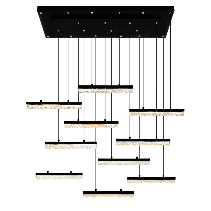 Stagger Chandeliers LED 48 Black Finish — Modern Lights LED Pendant Lights 100.0W 