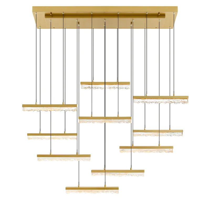 Stagger Chandeliers Brass Integrated LED 48in — Modern Lights LED Pendant Lights 100.0W 