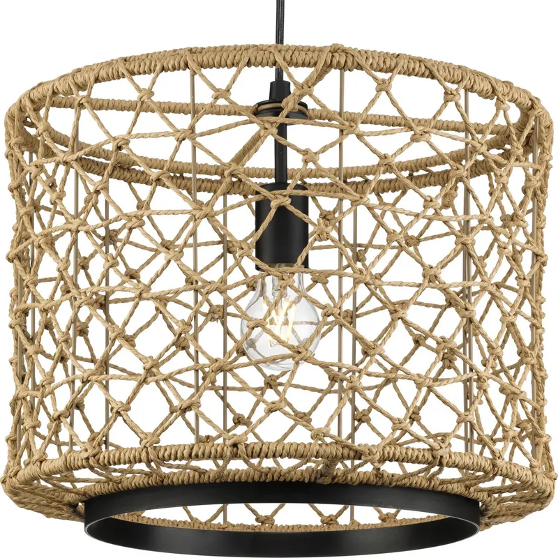 Chandra Collection One-Light Pendant with Woven Shade P500420 — Progress Lighting LED Landscape Lights  