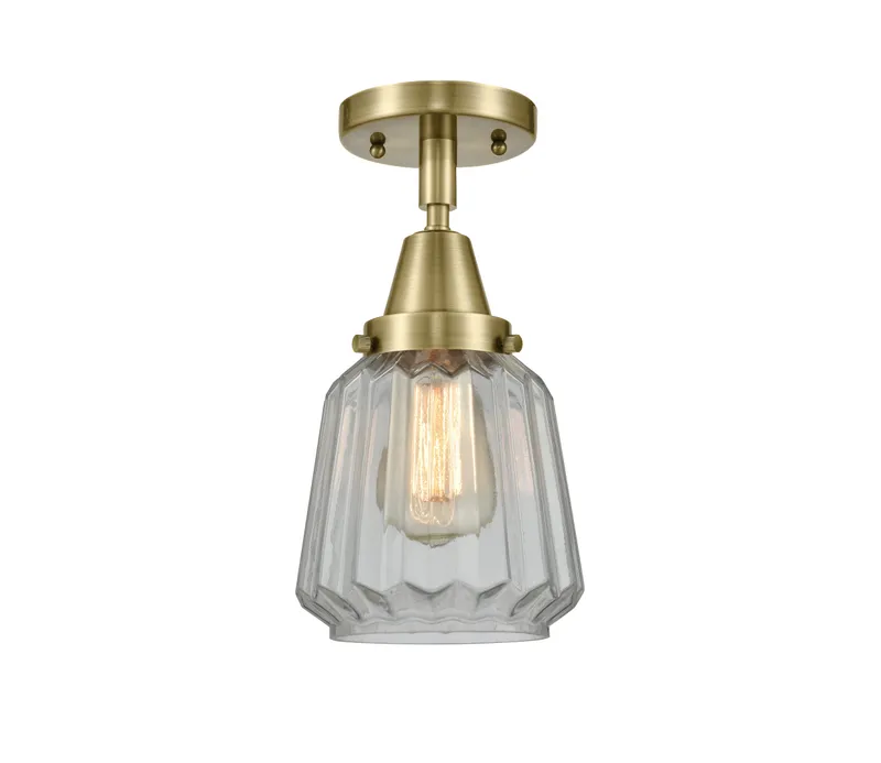 Caden Semi-Flush Mount Satin Nickel Glass — Modern Lights LED Ceiling Lights  