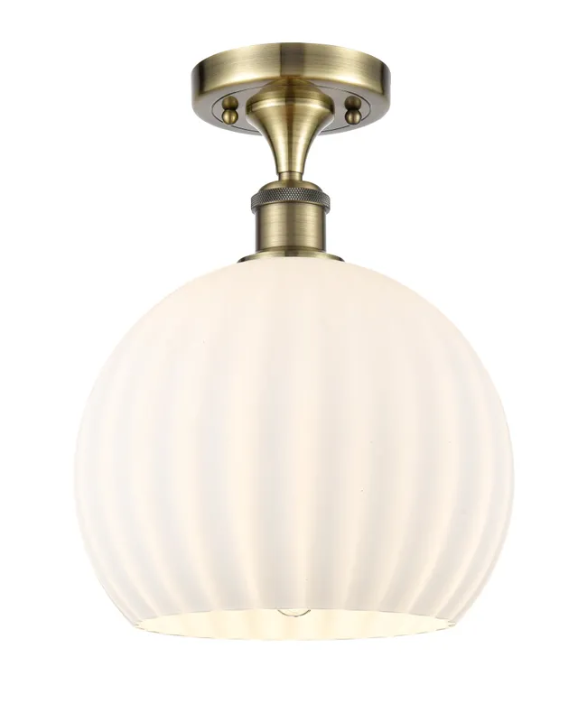 Ballston Semi-Flush Mount White Glass Brass — Modern Lights LED Ceiling Lights  