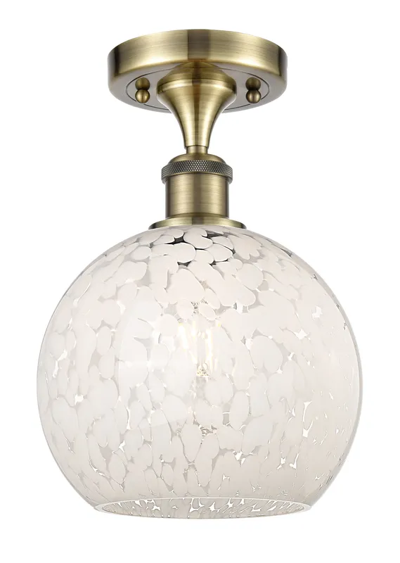 Edison Semi-Flush Mount White Mouchette Shade — Modern Lights LED Ceiling Lights  