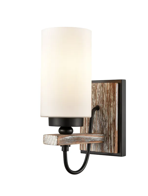 Downtown Urban Sconce Glass Wood Steel — Modern Lights LED Wall Lights  