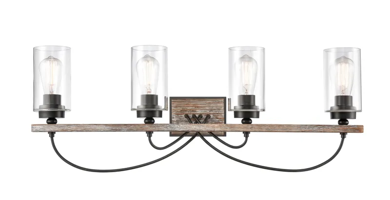 Downtown Urban Bath Vanity Light Wood Steel — Modern Lights LED Wall Lights  