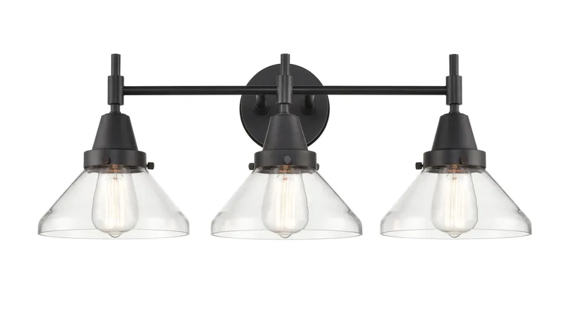 Caden Bath Vanity Light Glass Steel 3 Lights — Modern Lights LED Wall Lights  