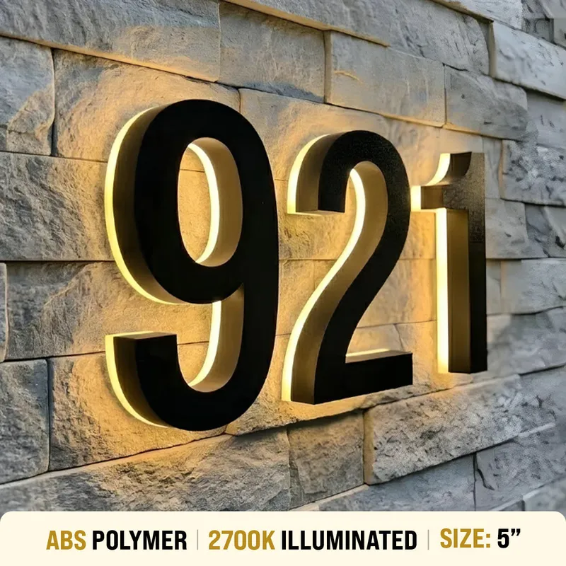 5 inch backlit house numbers - 2700k ABS Polymer - Waterproof — Modern Lights LED Bollards & Pathway Lights 24.0W 2700K