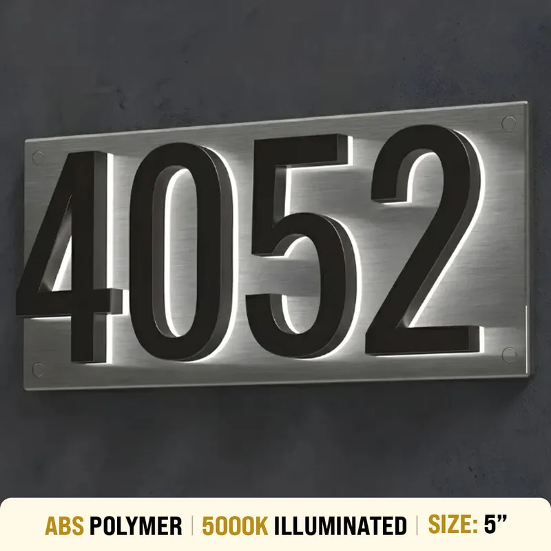 5 inch backlit house numbers - 5000k ABS Polymer - Waterproof — Modern Lights LED Bollards & Pathway Lights 24.0W 5000K