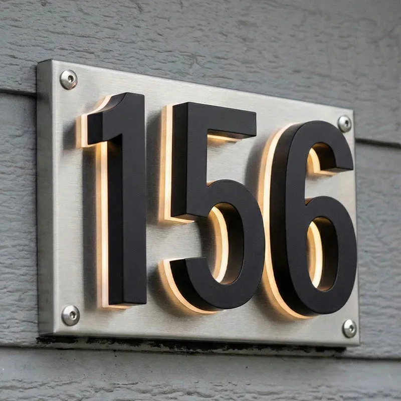 Personalized Backlit House Numbers in Stainless Steel & ABS Polymer — Modern Lights LED General Lighting  