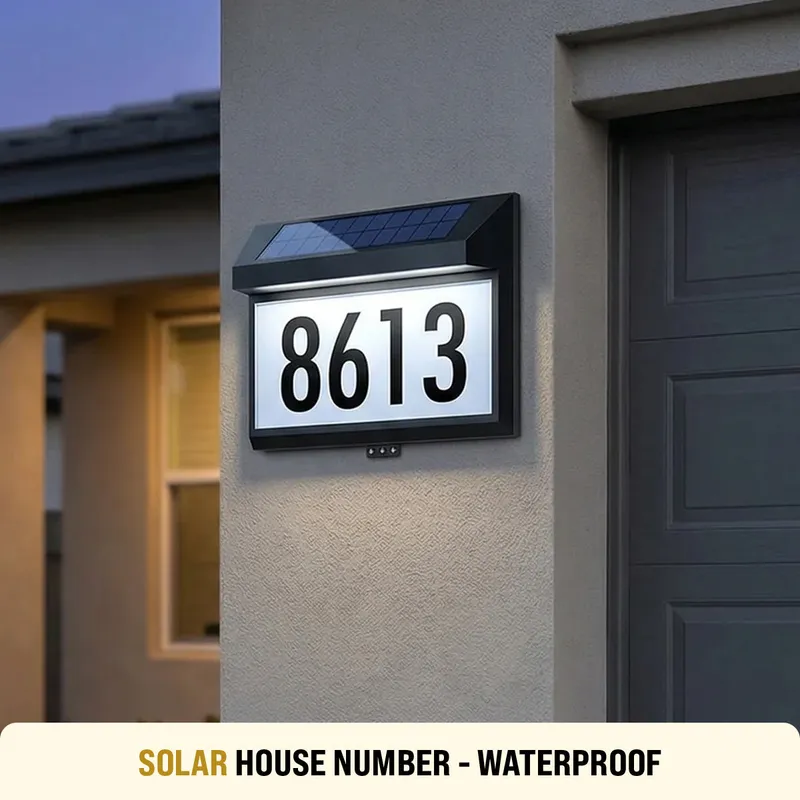 Outdoor Waterproof IP65 Solar Address Sign — Modern Lights LED Bollards & Pathway Lights  3000K