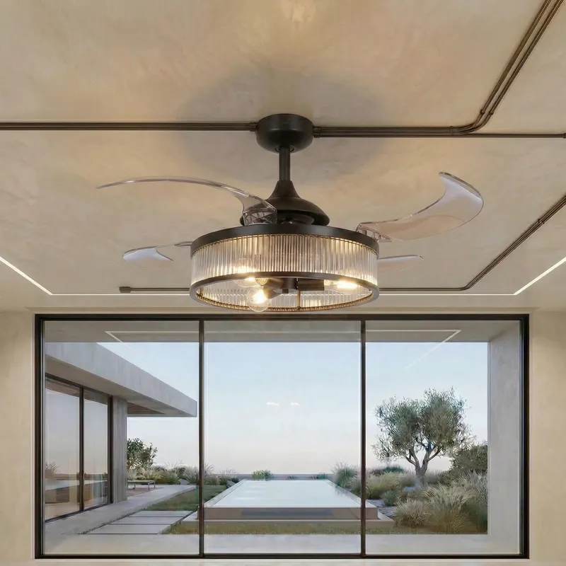 Corbelle 48 Inch 3 Light Antique Black Fan with Retractable Blades — Modern Lights LED Ceiling Lights 60.0W 2700K