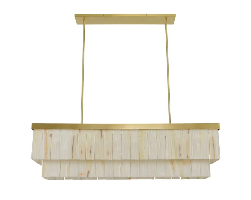 Elora 7 Light Brass Pendant Light with Jade Stone — Modern Lights LED Pendant Lights 45.0W 