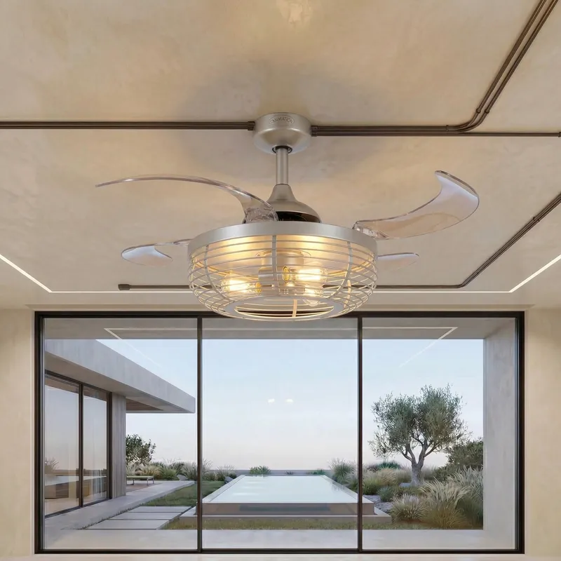Carbondale 48 Inch 3 Light Silver Ceiling Fan with Retractable Blades — Modern Lights LED Ceiling Lights 60.0W 2700K