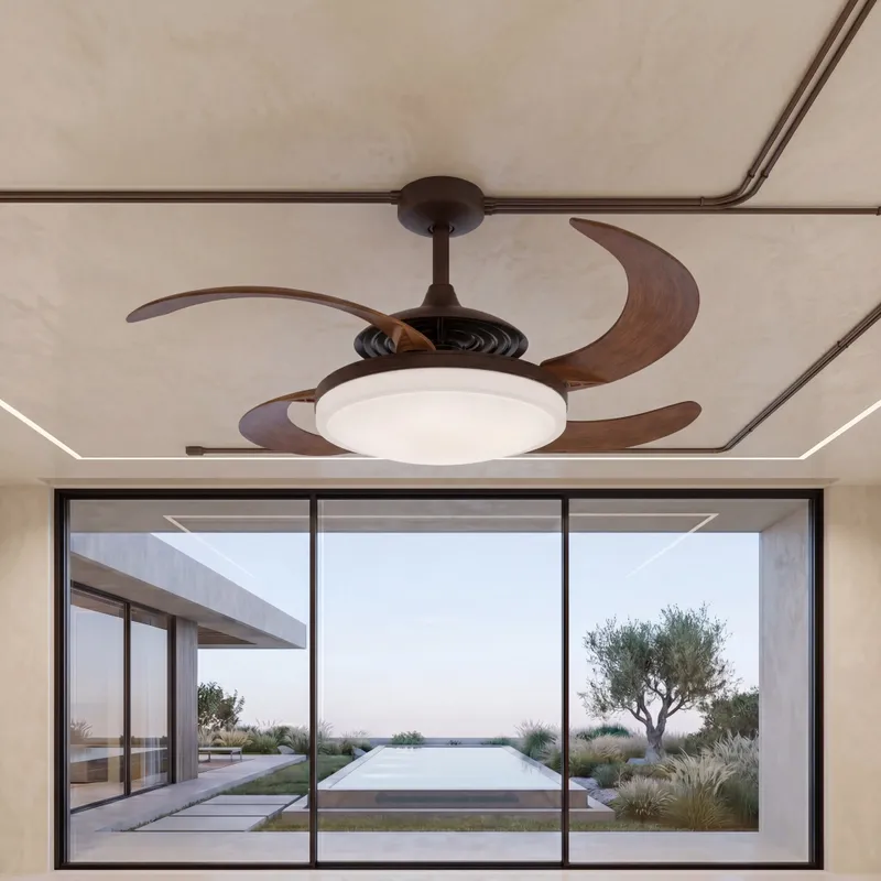 EVO2 48 Inch 3 Light Bronze Fan with Retractable Blades — Modern Lights LED Ceiling Lights 60.0W 2700K