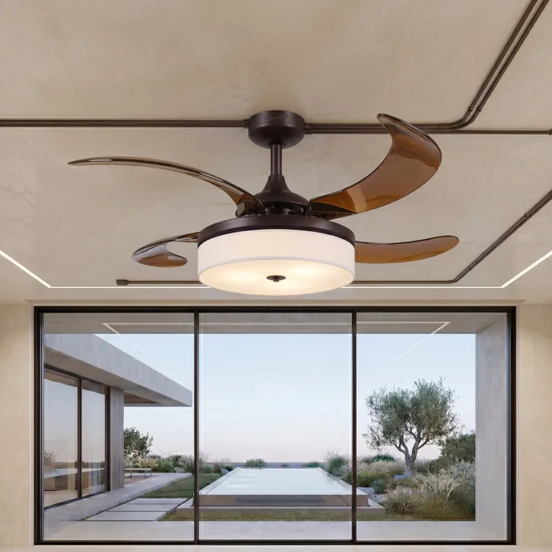 Fraser 48 Inch 3 Light Bronze Fan with Retractable Blades — Modern Lights LED Ceiling Lights 60.0W 2700K