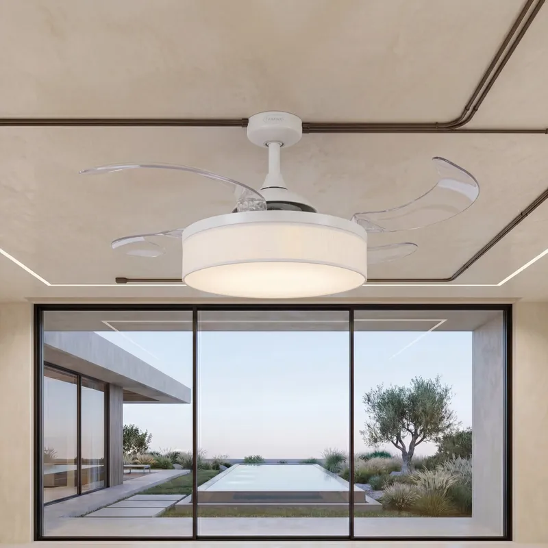 Fraser 48 Inch 3 Light White Fan with Retractable Blades — Modern Lights LED Ceiling Lights 60.0W 2700K
