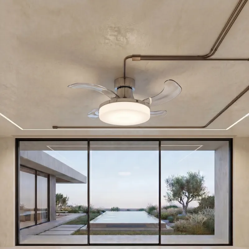 36 Inch Chrome Retractable Blade Ceiling Fan — Modern Lights LED Ceiling Lights 55.0W 2700K