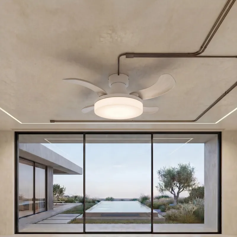 36 Inch Matte White Retractable Blade Ceiling Fan — Modern Lights LED Ceiling Lights 55.0W 2700K