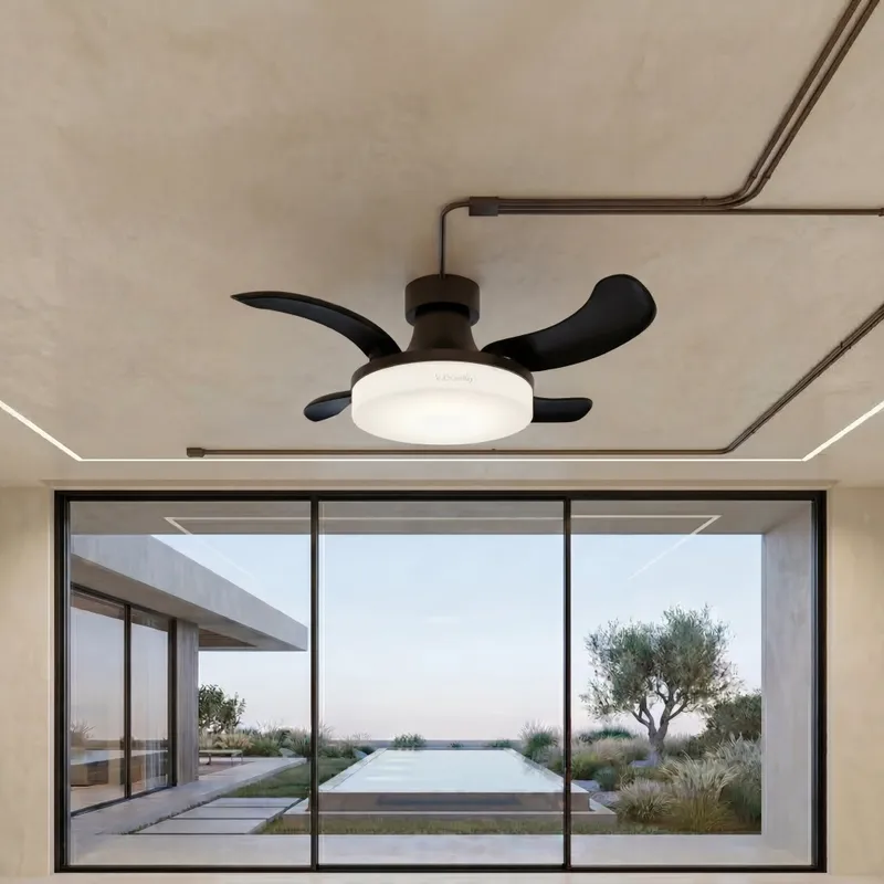 36 Inch Matte Black Retractable Blade Ceiling Fan — Modern Lights LED Ceiling Lights 55.0W 2700K