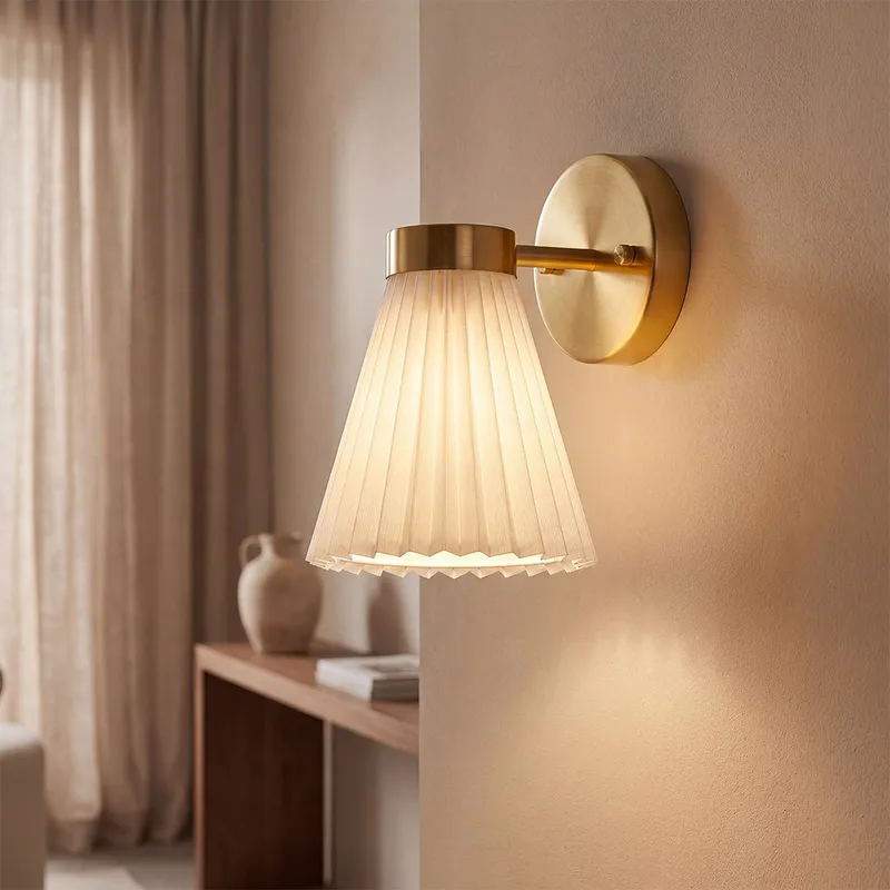 Amore 1 Light Aged Brass Linen Wall Sconce with White Shade — Modern Lights LED Wall Lights 10.0W 