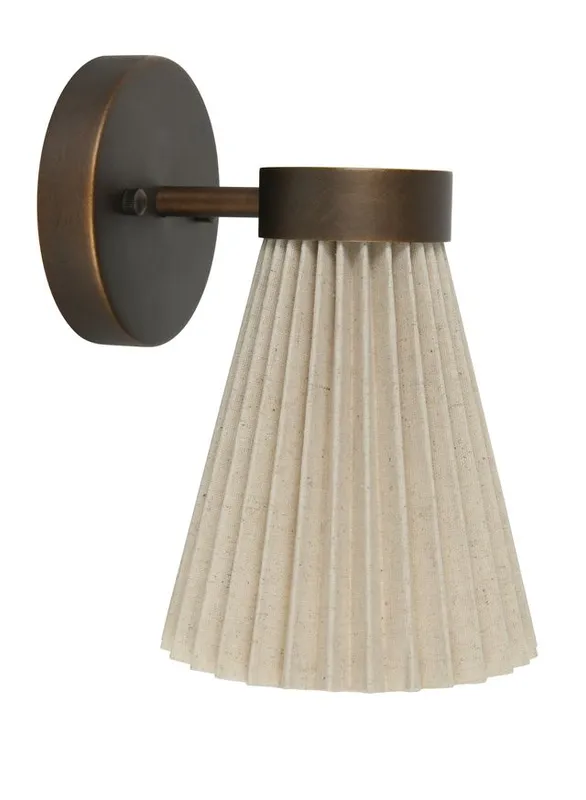 Amore 1 Light Bronze Linen Wall Sconce with Pleated Shade — Modern Lights LED Wall Lights 10.0W 