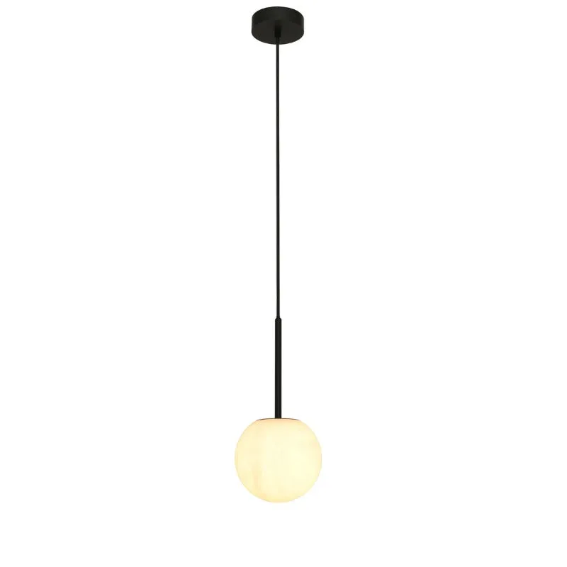Lucent 1 Light Black Pendant Light with Alabaster Shade — Modern Lights LED Pendant Lights 25.0W 