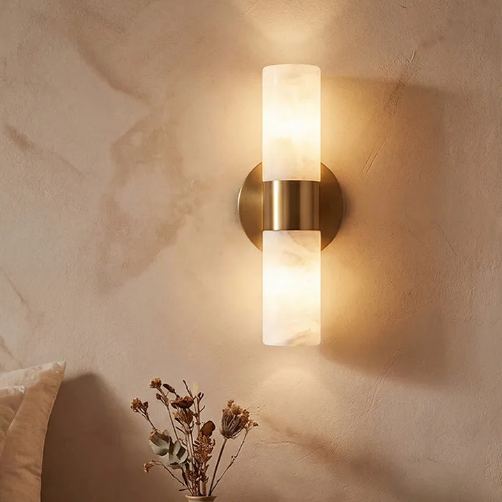 Luella 2 Light Brass Wall Sconce with Alabaster Shades — Modern Lights LED Wall Lights 10.0W 