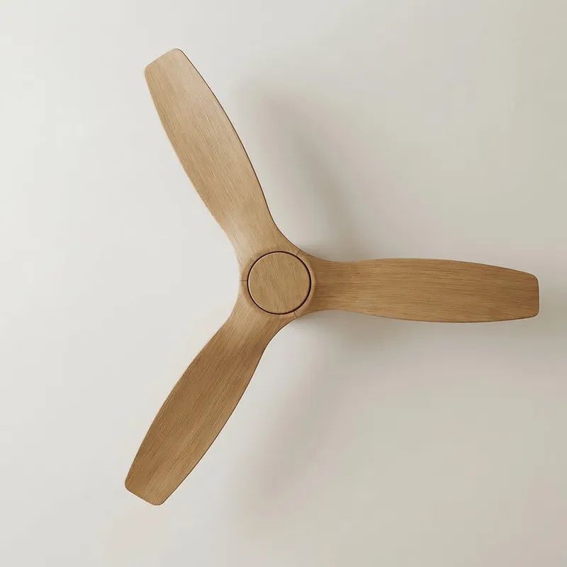 52 Inch Indoor Outdoor DC Brushed Nickel Fan with Teak Blades — Modern Lights LED Ceiling Lights 30.0W 