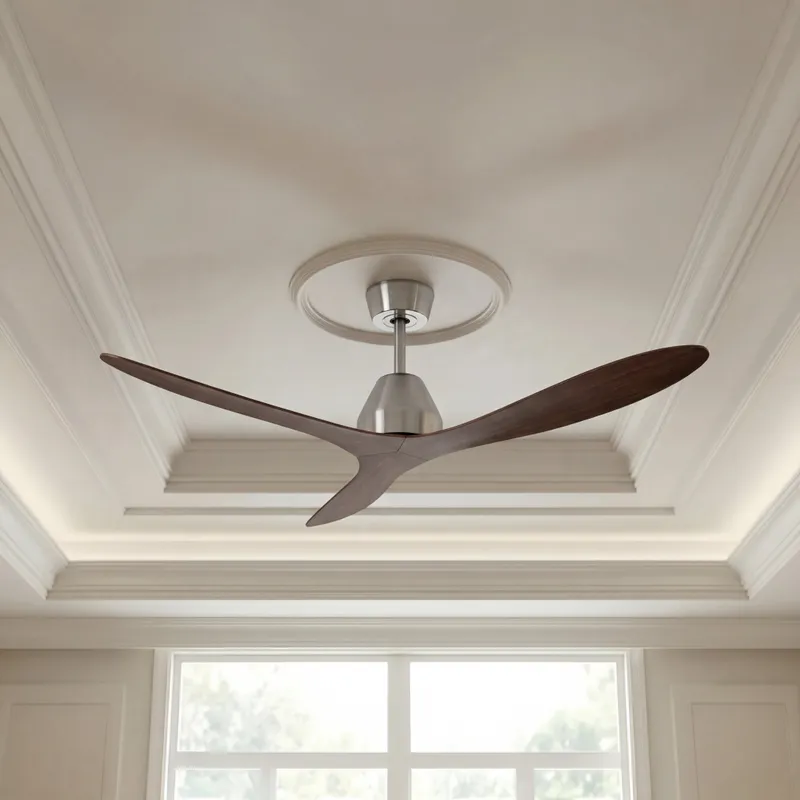 56 Inch DC WiFi Indoor Outdoor Smart Fan in Brushed Chrome with Koa Blades — Modern Lights LED Ceiling Lights 35.0W 