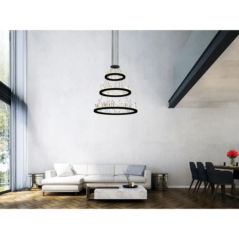 Juliette Integrated LED 32 Inch Black Chandelier — Modern Lights LED Pendant Lights 220.0W 