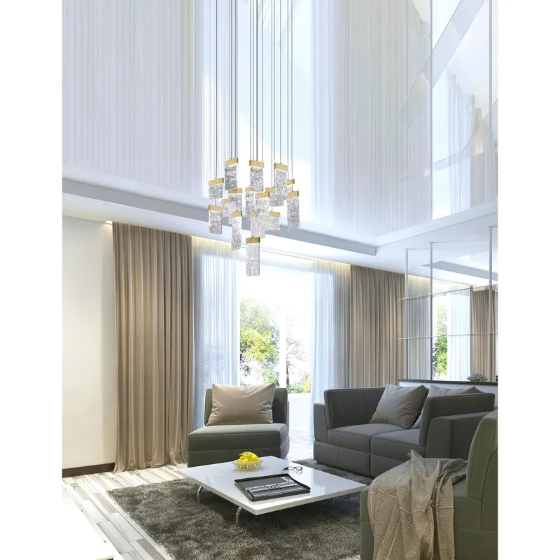 Carolina Integrated LED 32 Inch Gold Leaf Chandelier — Modern Lights LED Pendant Lights 140.0W 