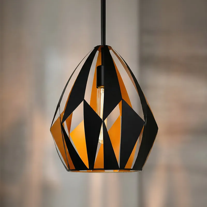 Oxide 1 Light 12 Inch Black Pendant Light in Black and Copper — Modern Lights LED Pendant Lights 60.0W 