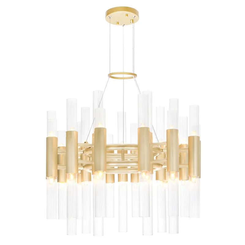 Orgue 42 Light 20in Gold Chandelier Satin Finish — Modern Lights LED Pendant Lights 5.0W 