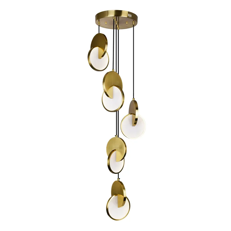 Tranche 5 Light Brass Pendant Brushed Brass — Modern Lights LED Pendant Lights 28.0W 