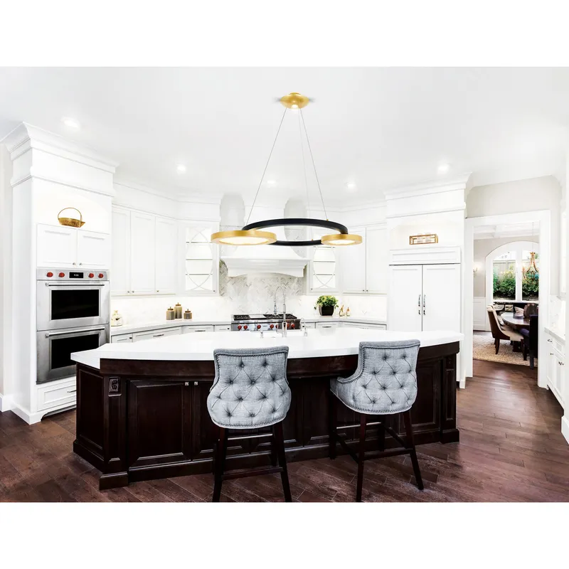 Deux Lunes Integrated LED 20in Black Chandelier — Modern Lights LED Pendant Lights 12.0W 
