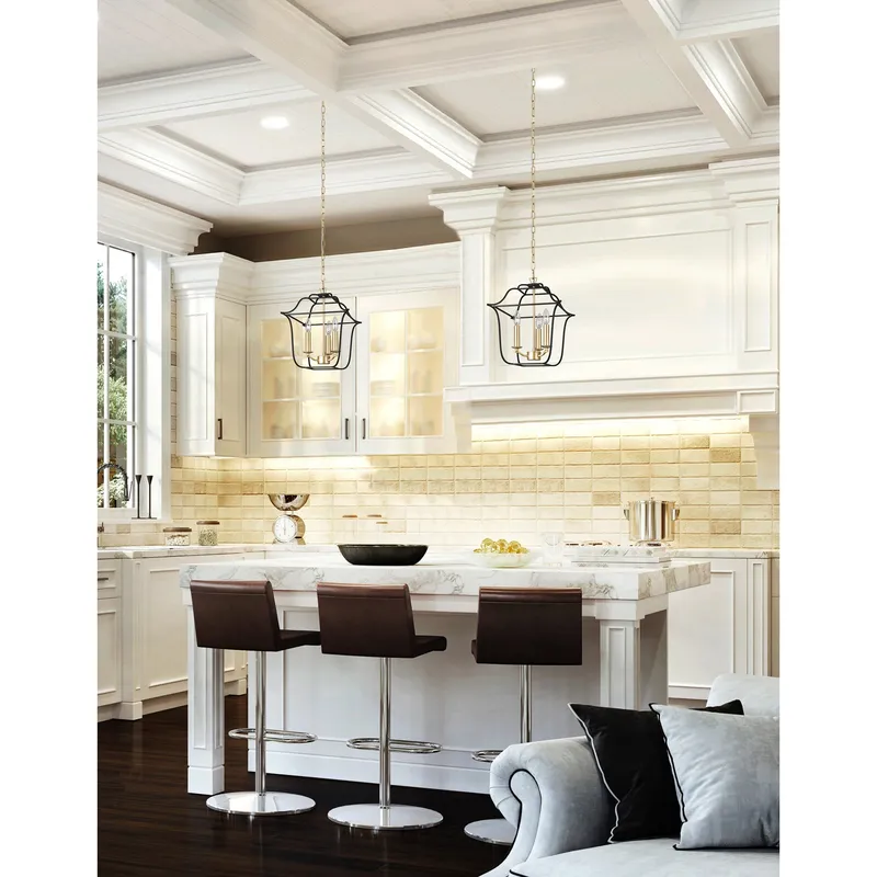 Tudor 3 Light 12in Black Pendant Light Satin Gold and Black — Modern Lights LED Pendant Lights 60.0W 