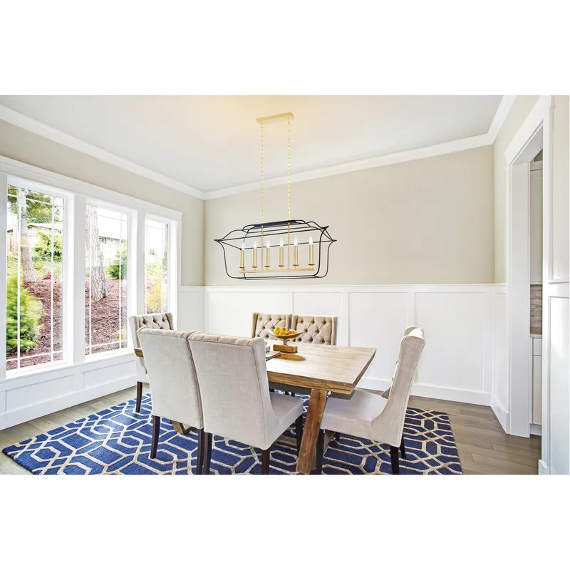 Tudor 6 Light 36in Black Chandelier Satin Gold and Black Finish — Modern Lights LED Pendant Lights 60.0W 