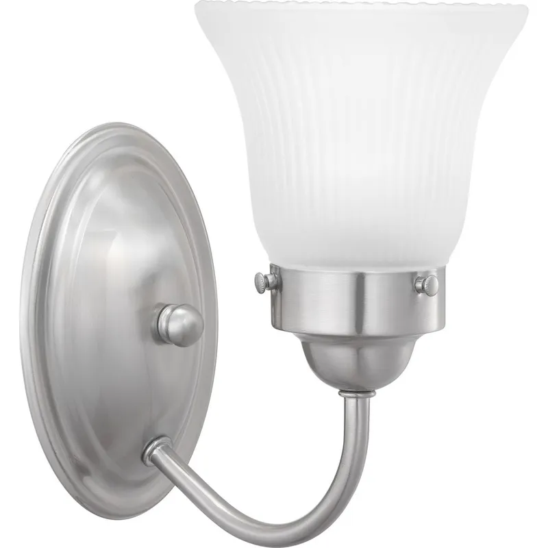 Fluted Glass Collection One-Light Bath & Vanity Etched Glass — Progress Lighting LED Wall Lights  