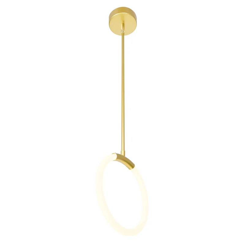 Hoops Integrated LED 10in Satin Gold Mini Pendant — Modern Lights LED Pendant Lights 12.0W 