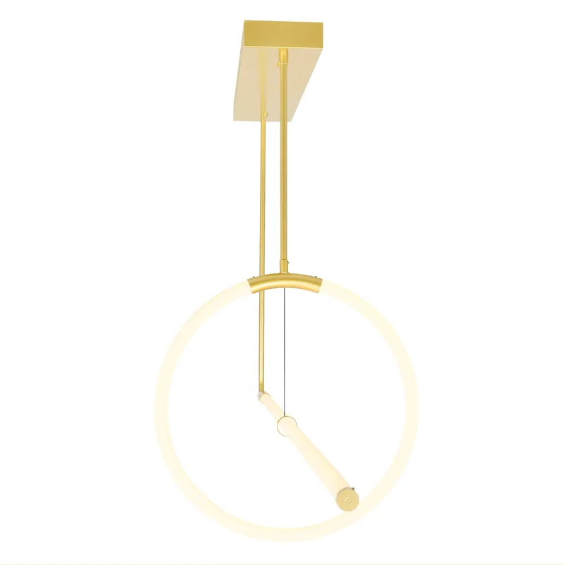Hoops Integrated LED Satin Gold Chandelier — Modern Lights LED Pendant Lights 22.0W 
