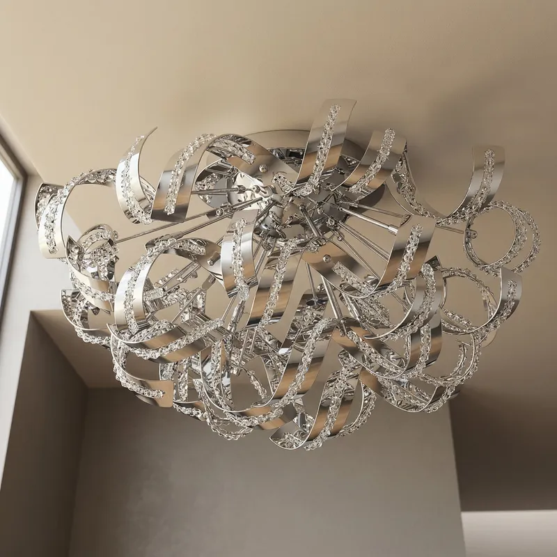 Swivel 9 Light Chrome Flush Mount — Modern Lights LED Ceiling Lights 40.0W 