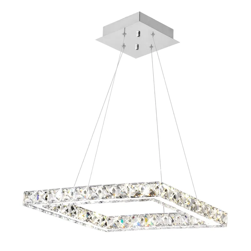 Ring 1 Light 15in Square Chrome Chandelier — Modern Lights LED Pendant Lights 20.0W 