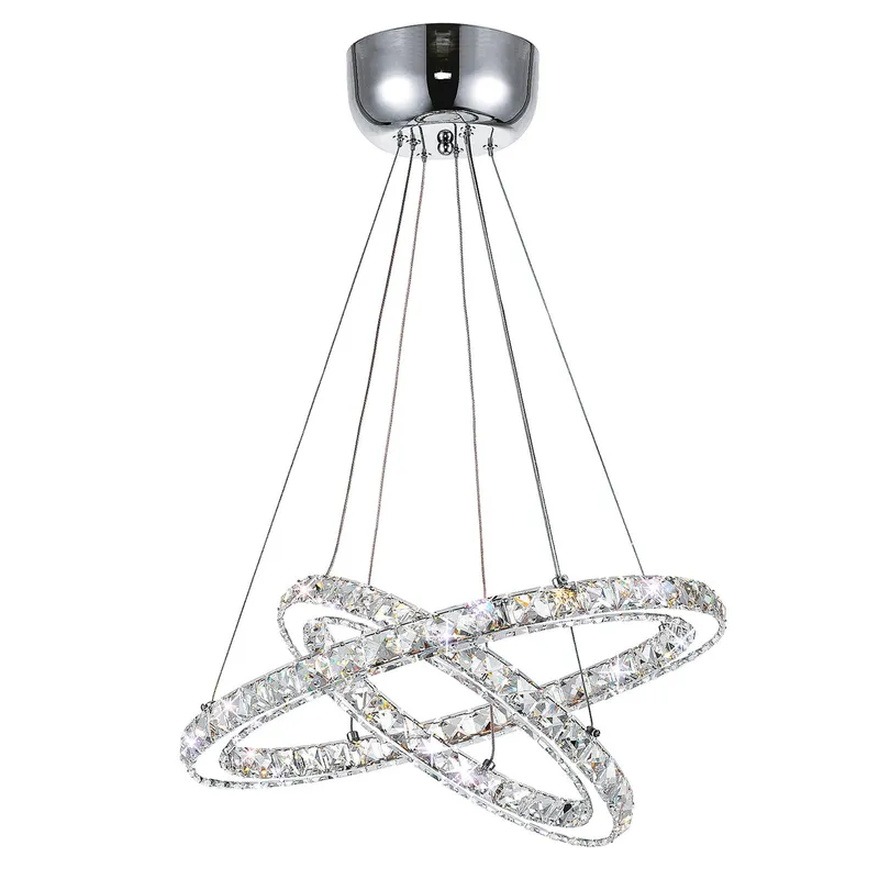 Ring Integrated LED 2 Ring 20in Chrome Chandelier — Modern Lights LED Pendant Lights 30.0W 