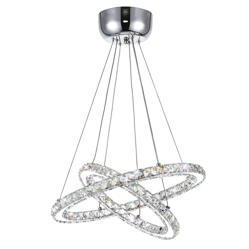 Ring Integrated LED 2 Ring 24in Chrome Chandelier — Modern Lights LED Pendant Lights 39.0W 
