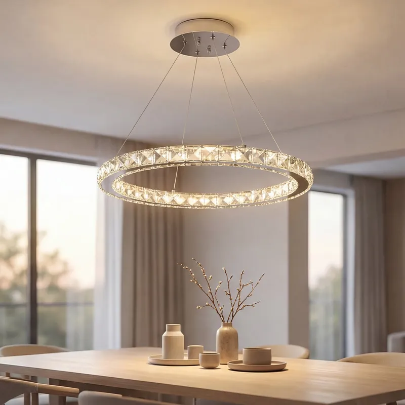Ring Integrated LED 24in Chrome Chandelier — Modern Lights LED Pendant Lights 24.0W 