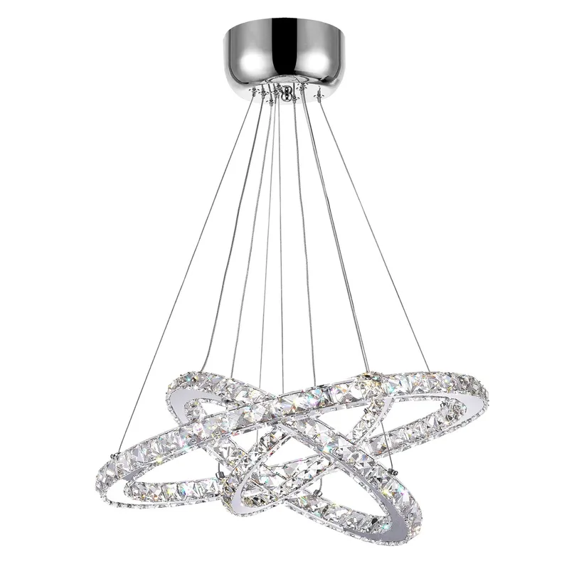 Ring Integrated LED 3 Ring 32in Chrome Chandelier — Modern Lights LED Pendant Lights 74.0W 
