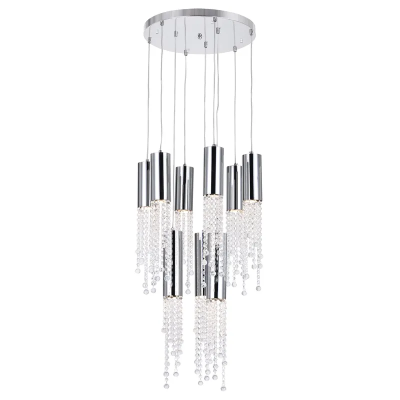 Extended 9 Light 20in Chrome Pendant Light — Modern Lights LED Pendant Lights 35.0W 
